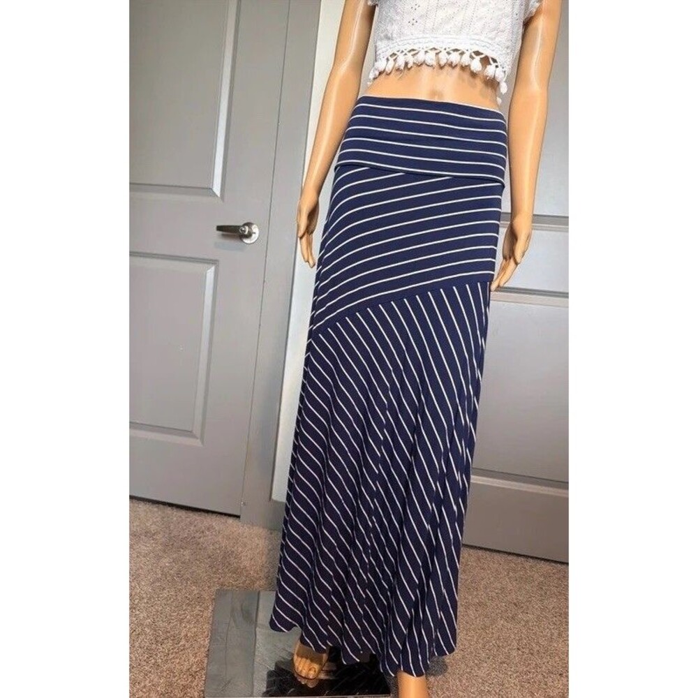 Blue Saks Fifth Avenue Maxi Blue Stripped Skirt SZ XS